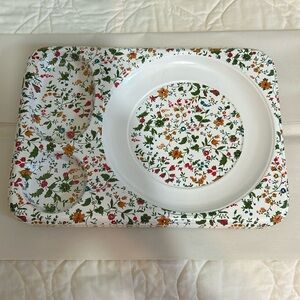 Set of 8 SUPER RARE Vintage Divided Floral Meal Trays /Picnic Trays